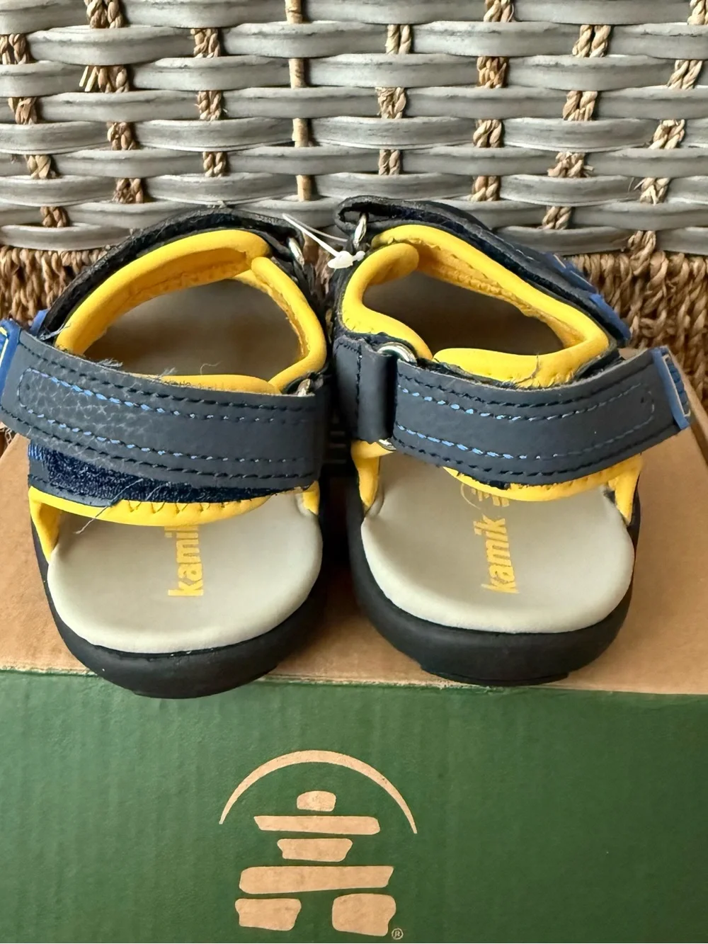 Kamik Kids' Navy and Yellow Outdoor Sandals size 10